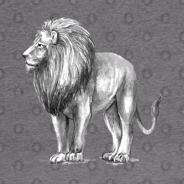 drawing of a lion, king of beasts, predator, male, print, as a gift by SwetlanaArt